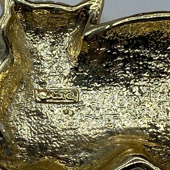 Patchwork Calico Cat Pin Brooch GoldTone - Picture 2 of 3